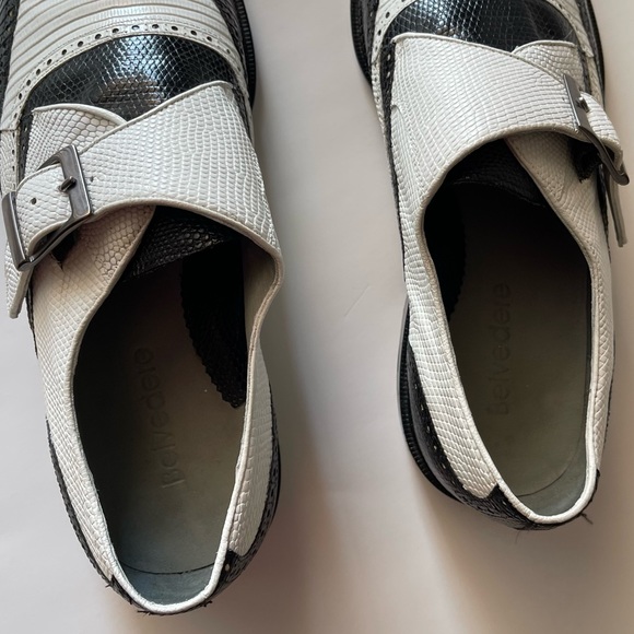 Mens- Belvedere "Pasta" Black / White Genuine Lizard with Monk Strap- size 10.5 - Picture 7 of 10